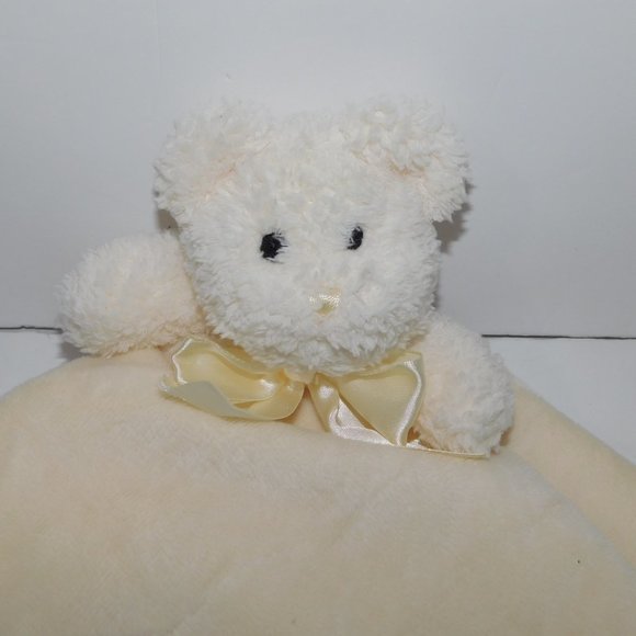 The Bearington Collection Yellow Teddy Bear Rattle Security Blanket Baby Lovey - Picture 2 of 7
